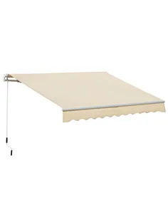 Outsunny 3.5M x 2.5M Manual Awning Canopy Retractable Sun Shade Shelter for Garden Patio