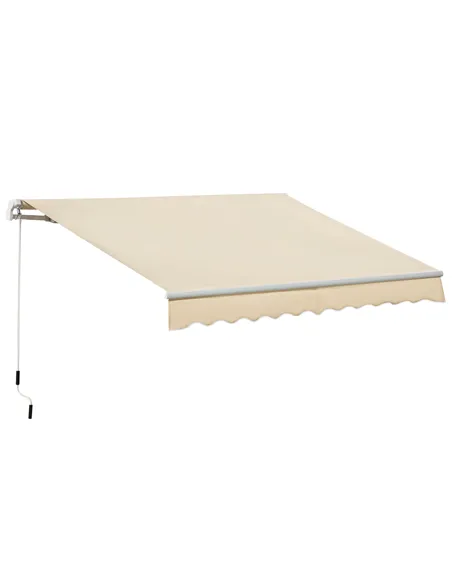 Outsunny 3.5M x 2.5M Manual Awning Canopy Retractable Sun Shade Shelter for Garden Patio