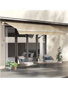 Outsunny 3.5M x 2.5M Manual Awning Canopy Retractable Sun Shade Shelter for Garden Patio 2