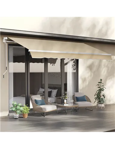 Outsunny 3.5M x 2.5M Manual Awning Canopy Retractable Sun Shade Shelter for Garden Patio