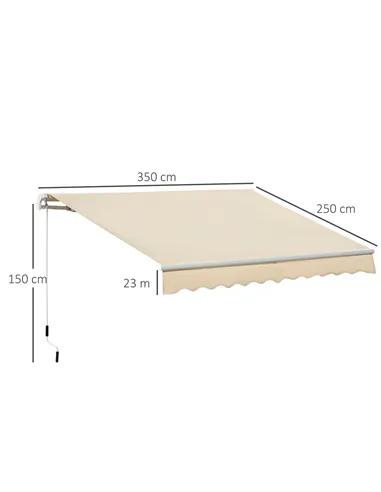 Outsunny 3.5M x 2.5M Manual Awning Canopy Retractable Sun Shade Shelter for Garden Patio