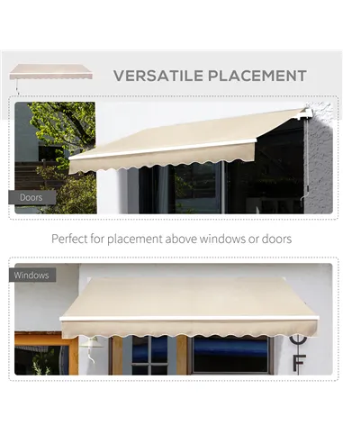 Outsunny 3.5M x 2.5M Manual Awning Canopy Retractable Sun Shade Shelter for Garden Patio