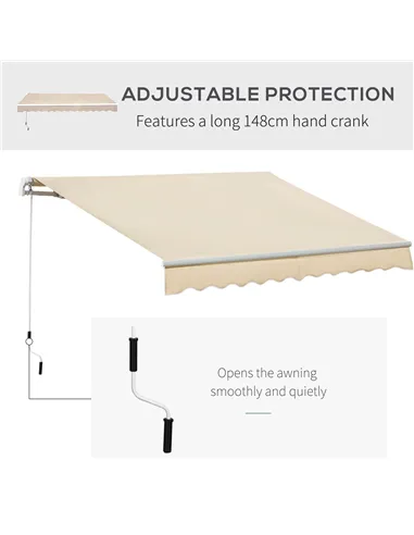 Outsunny 3.5M x 2.5M Manual Awning Canopy Retractable Sun Shade Shelter for Garden Patio