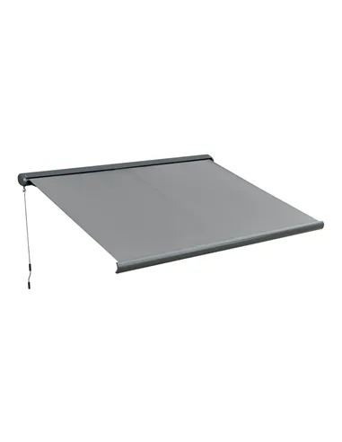 Outsunny Cassette Electric Manual Awning Door Window Retractable Canopy w/ R/C & LED 300W x 0-250D cm