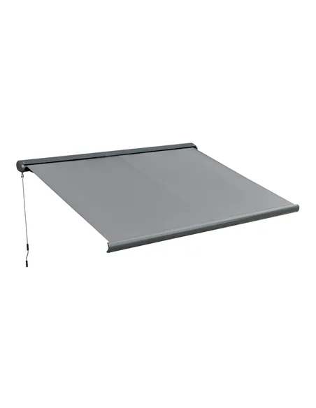 Outsunny Cassette Electric Manual Awning Door Window Retractable Canopy w/ R/C & LED 300W x 0-250D cm