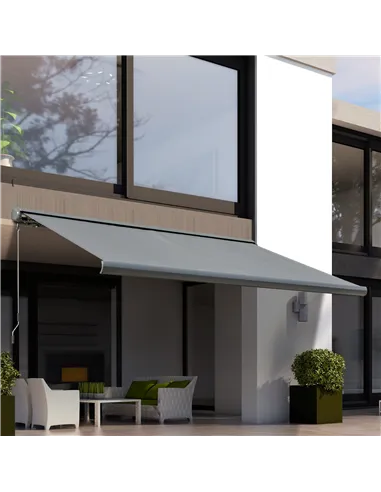 Outsunny Cassette Electric Manual Awning Door Window Retractable Canopy w/ R/C & LED 300W x 0-250D cm