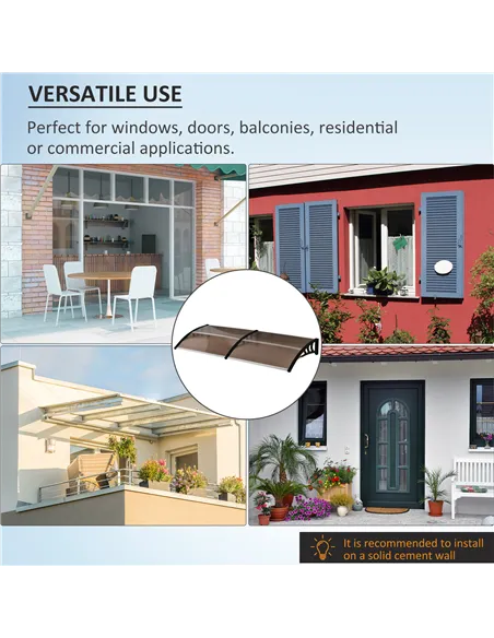 Outsunny Front Door Canopy, Waterproof Outdoor Awning, 75 x 195 cm Rain Shelter for Window, Porch and Front/Back Door, Brown