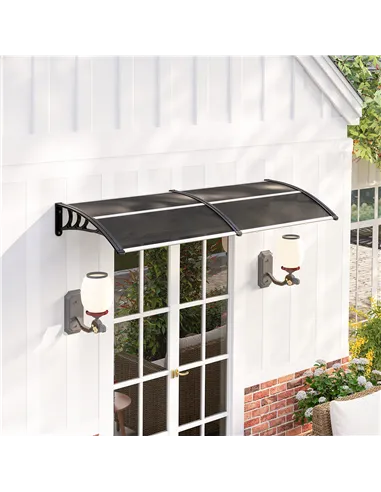 Outsunny Front Door Canopy Outdoor Awning Aluminium Rigid Plastic Polycarbonate Rain Shelter UV Water Rain Resistant 196 x 75cm 