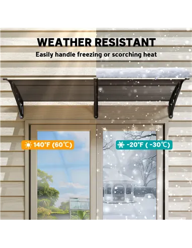 Outsunny Front Door Canopy Outdoor Awning Aluminium Rigid Plastic Polycarbonate Rain Shelter UV Water Rain Resistant 196 x 75cm 