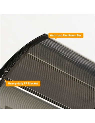 Outsunny Front Door Canopy Outdoor Awning Aluminium Rigid Plastic Polycarbonate Rain Shelter UV Water Rain Resistant 196 x 75cm 