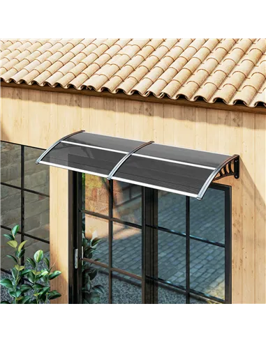 Outsunny Front Door Canopy Outdoor Awning Aluminium Rigid Plastic Polycarbonate Rain Shelter UV Water Rain Resistant 196 x 75cm 