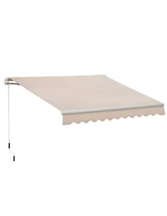 Outsunny 4x2.5m Manual Awning Window Door Sun Weather Shade w/ Handle Beige