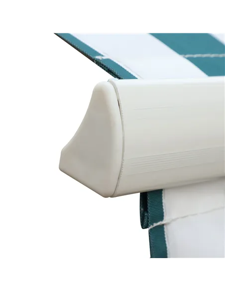 Outsunny Manual Retractable Awning, size (4m x3m)-Green/White Stripes