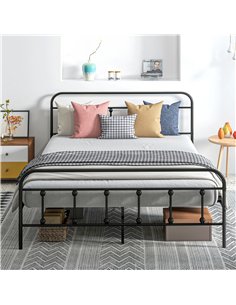 HOMCOM King Size Minimalistic Metal Bed Frame - Black 2