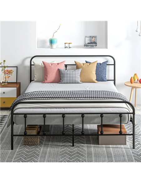 HOMCOM King Size Minimalistic Metal Bed Frame - Black