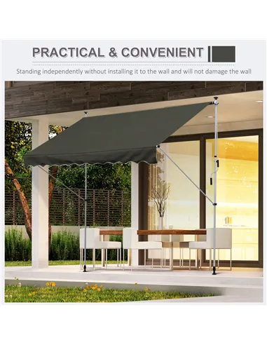 Outsunny 3x1.5m  Adjustable Outdoor Aluminium Frame Awning Grey