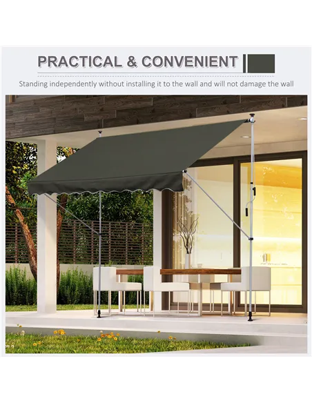 Outsunny 3x1.5m  Adjustable Outdoor Aluminium Frame Awning Grey