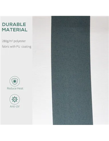 Outsunny Retractable Awning, 2.5x2 m-Dark Green/White