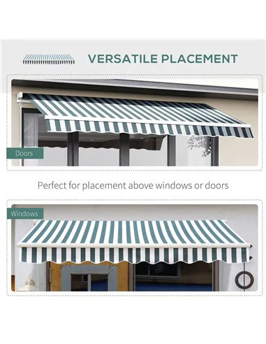 Outsunny Retractable Awning, 2.5x2 m-Dark Green/White