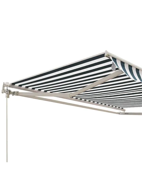 Outsunny Retractable Awning, 2.5x2 m-Dark Green/White