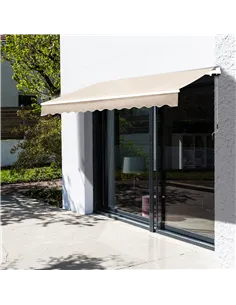 Outsunny Manual Retractable Awning, 3x2.5 m-Ivory White 2