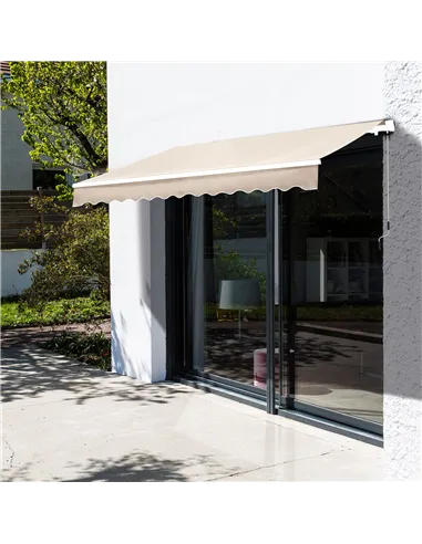 Outsunny Manual Retractable Awning, 3x2.5 m-Ivory White