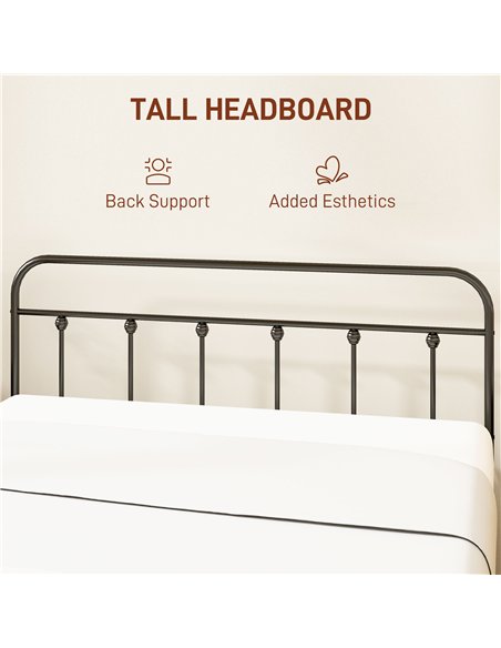 HOMCOM King Size Minimalistic Metal Bed Frame - Black