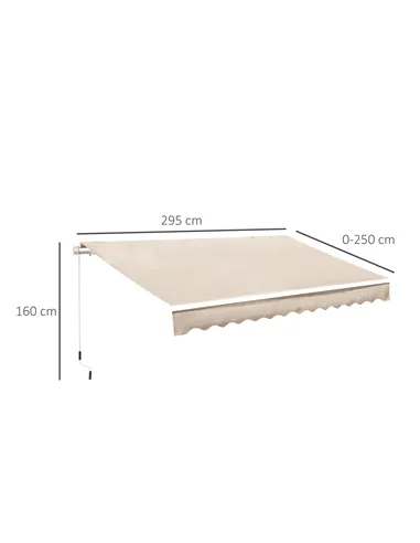 Outsunny Manual Retractable Awning, 3x2.5 m-Ivory White