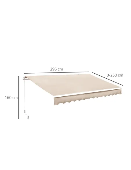 Outsunny Manual Retractable Awning, 3x2.5 m-Ivory White