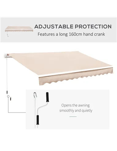 Outsunny Manual Retractable Awning, 3x2.5 m-Ivory White