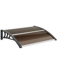 Outsunny Front Door Canopy Outdoor Awning Aluminium Rigid Plastic Polycarbonate Rain Shelter UV Water Rain Resistant 100 x 75cm 
