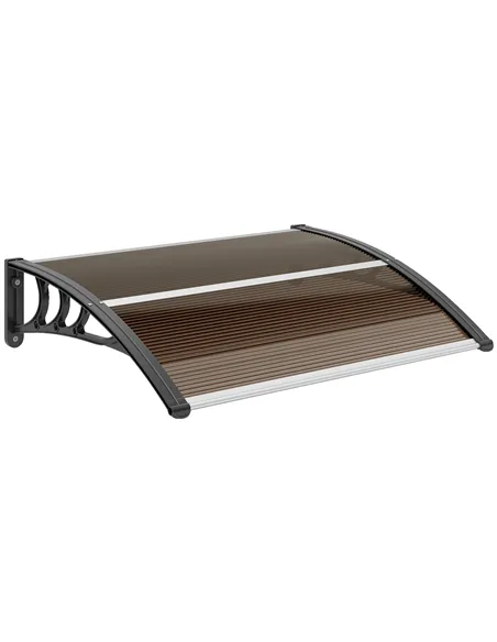 Outsunny Front Door Canopy Outdoor Awning Aluminium Rigid Plastic Polycarbonate Rain Shelter UV Water Rain Resistant 100 x 75cm 