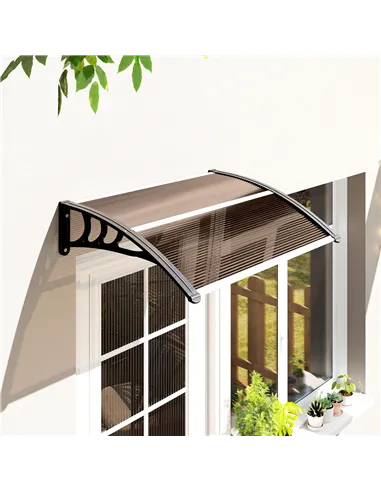 Outsunny Front Door Canopy Outdoor Awning Aluminium Rigid Plastic Polycarbonate Rain Shelter UV Water Rain Resistant 100 x 75cm 