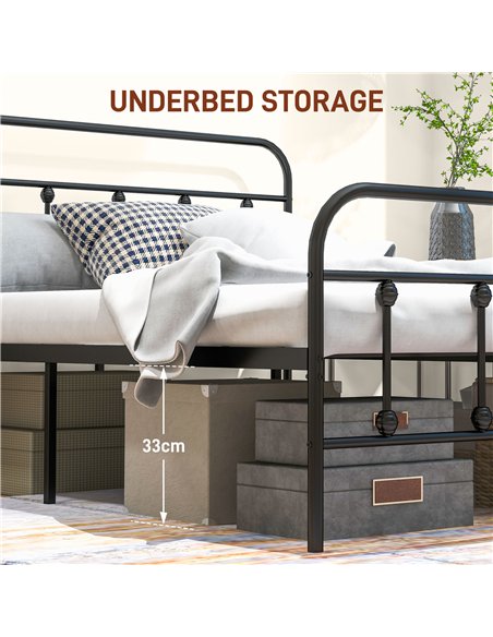 HOMCOM King Size Minimalistic Metal Bed Frame - Black