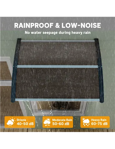 Outsunny Front Door Canopy Outdoor Awning Aluminium Rigid Plastic Polycarbonate Rain Shelter UV Water Rain Resistant 100 x 75cm 