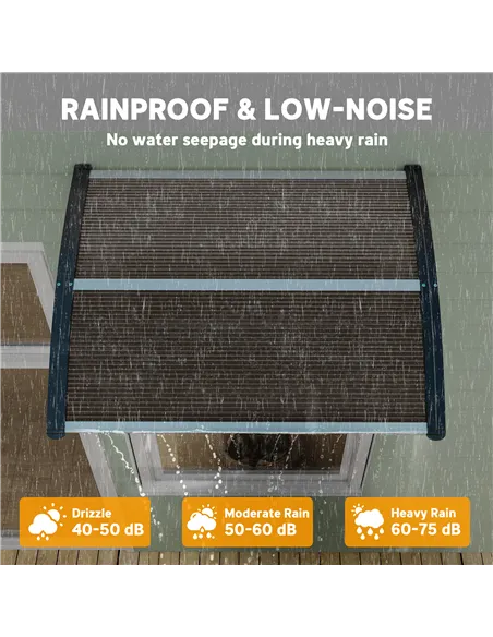 Outsunny Front Door Canopy Outdoor Awning Aluminium Rigid Plastic Polycarbonate Rain Shelter UV Water Rain Resistant 100 x 75cm 