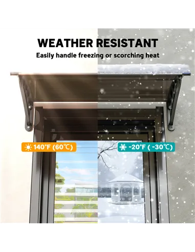 Outsunny Front Door Canopy Outdoor Awning Aluminium Rigid Plastic Polycarbonate Rain Shelter UV Water Rain Resistant 100 x 75cm 