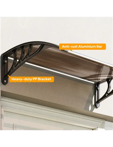 Outsunny Front Door Canopy Outdoor Awning Aluminium Rigid Plastic Polycarbonate Rain Shelter UV Water Rain Resistant 100 x 75cm 