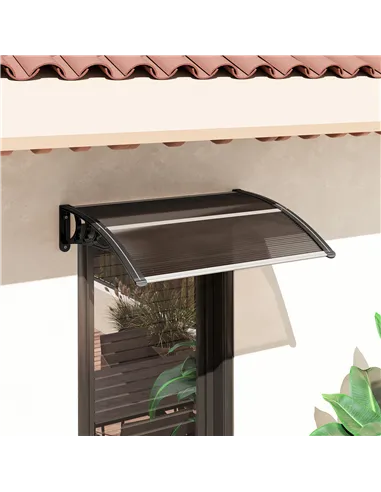 Outsunny Front Door Canopy Outdoor Awning Aluminium Rigid Plastic Polycarbonate Rain Shelter UV Water Rain Resistant 100 x 75cm 