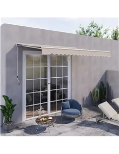 Outsunny 2.95Lx2.5M  Retractable Manual/Electric Awning-Cream White/White 2