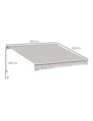 Outsunny 2.95Lx2.5M  Retractable Manual/Electric Awning-Cream White/White