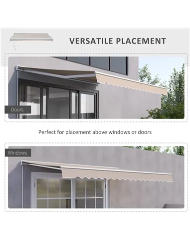 Outsunny 2.95Lx2.5M  Retractable Manual/Electric Awning-Cream White/White