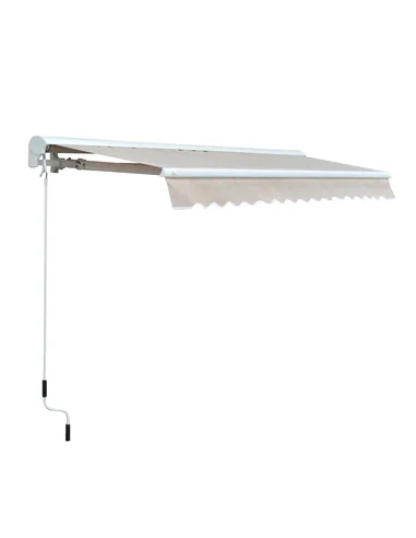 Outsunny 2.95Lx2.5M  Retractable Manual/Electric Awning-Cream White/White