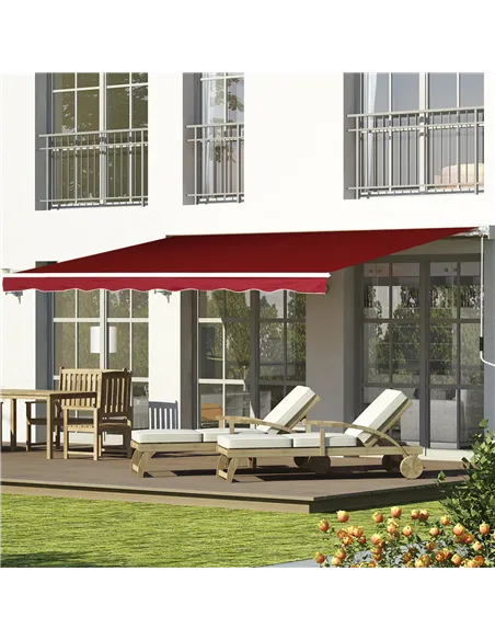 Outsunny Manual Retractable Patio Awning Shelter UV Protection, 2.5mx2m