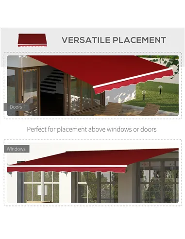 Outsunny Manual Retractable Patio Awning Shelter UV Protection, 2.5mx2m