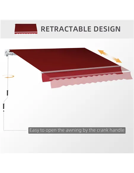 Outsunny Manual Retractable Patio Awning Shelter UV Protection, 2.5mx2m