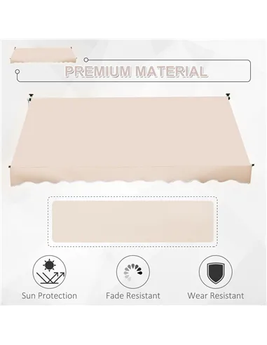Outsunny 3x1.5m  Adjustable Outdoor Aluminium Frame Awning Beige
