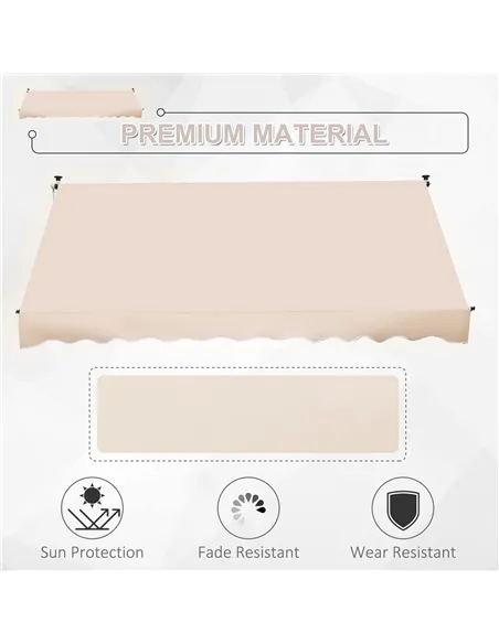 Outsunny 3x1.5m  Adjustable Outdoor Aluminium Frame Awning Beige