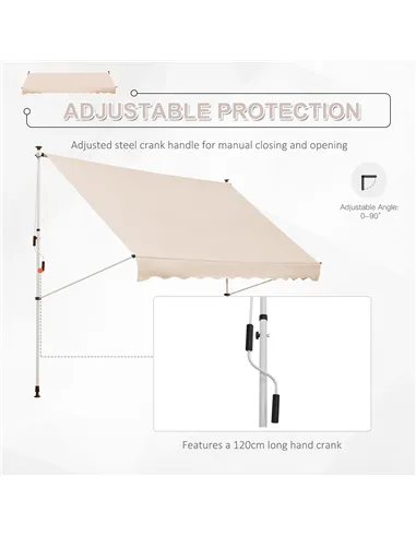 Outsunny 3x1.5m  Adjustable Outdoor Aluminium Frame Awning Beige