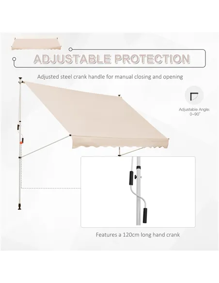 Outsunny 3x1.5m  Adjustable Outdoor Aluminium Frame Awning Beige